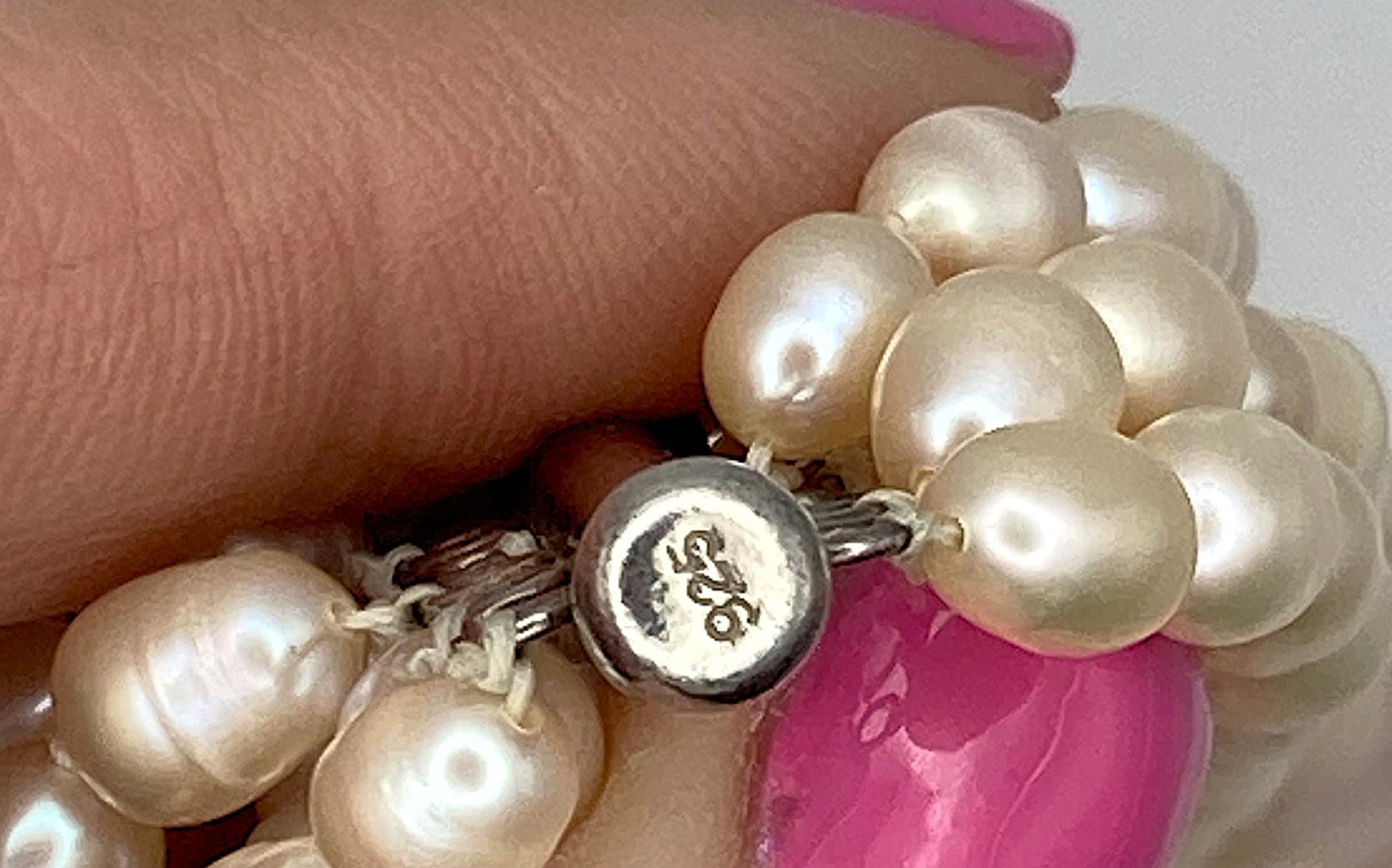 Image for Fresh Water pearl 6 strands with Rose Quartz beads ESTATE **VIDEO**