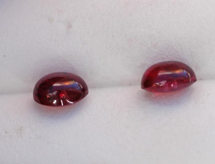 Image for Glowing!! Mozambique Natural Ruby Cabochon Pair 3.42 tcw  ** VIDEO **