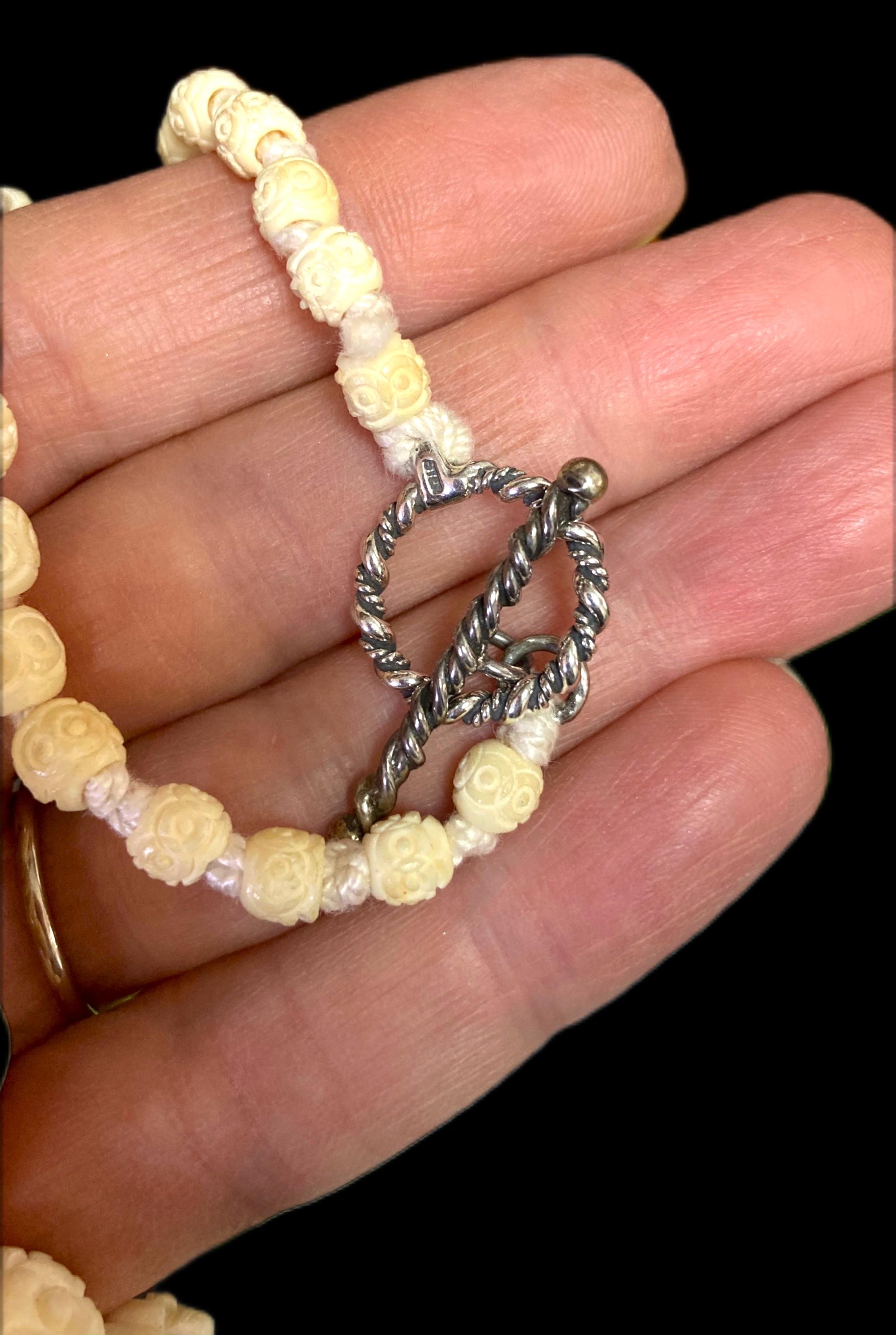 Image for Estate-Carved Natural Buffalo Horn SS Clasp 25 inch