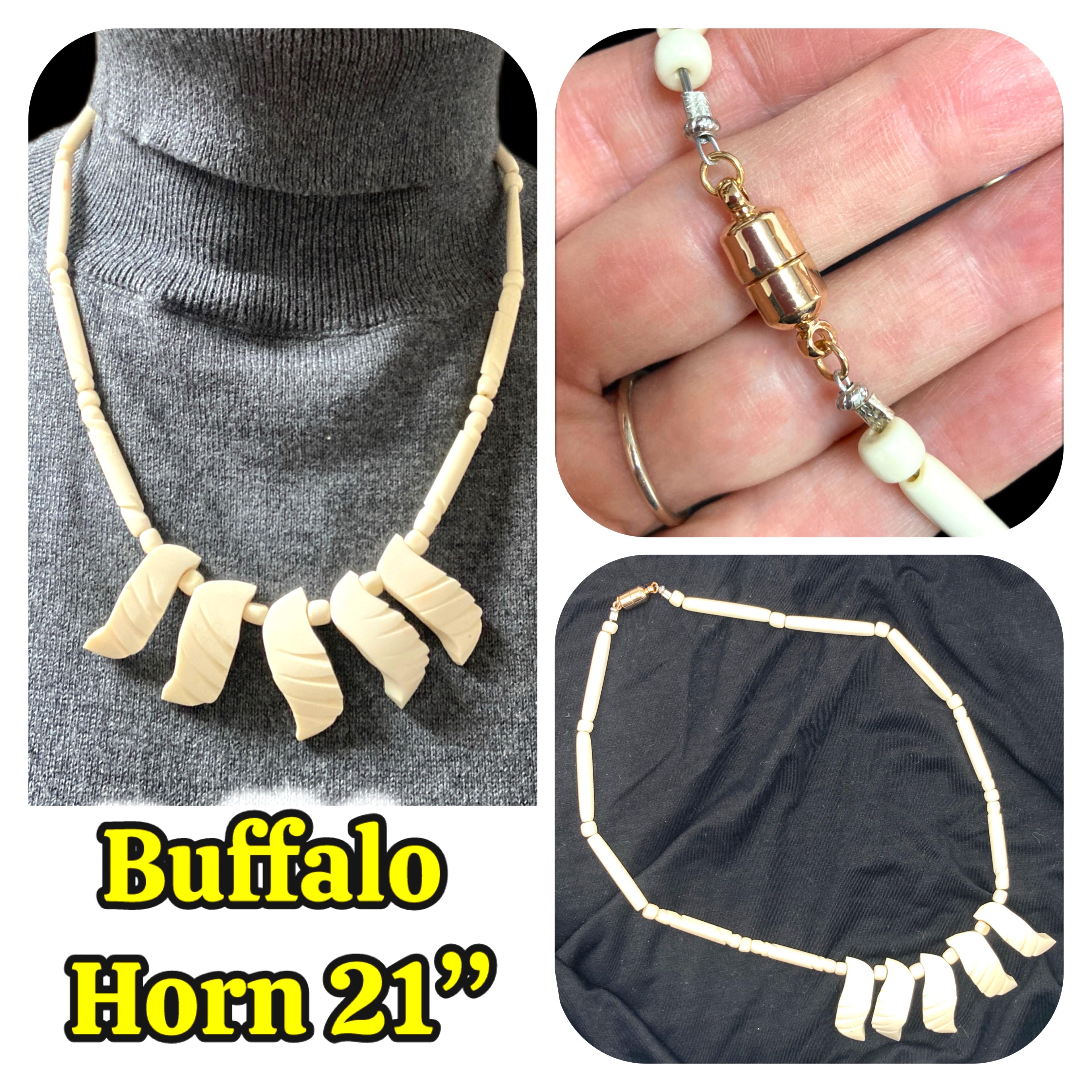 Image for Estate-Carved Natural Horn- Faux Ivory 21 inch