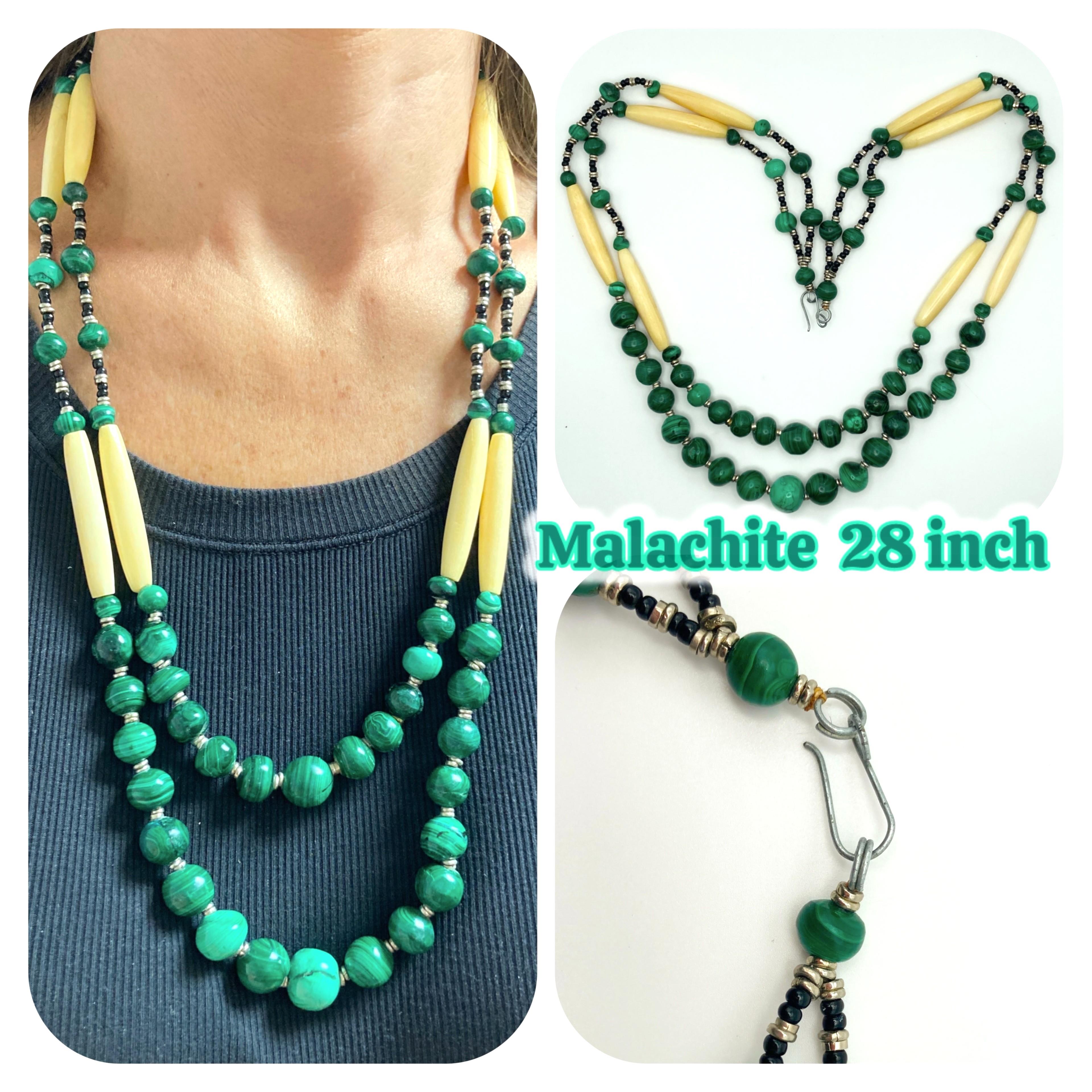 Image for Estate Malachite Beads 28 inch
