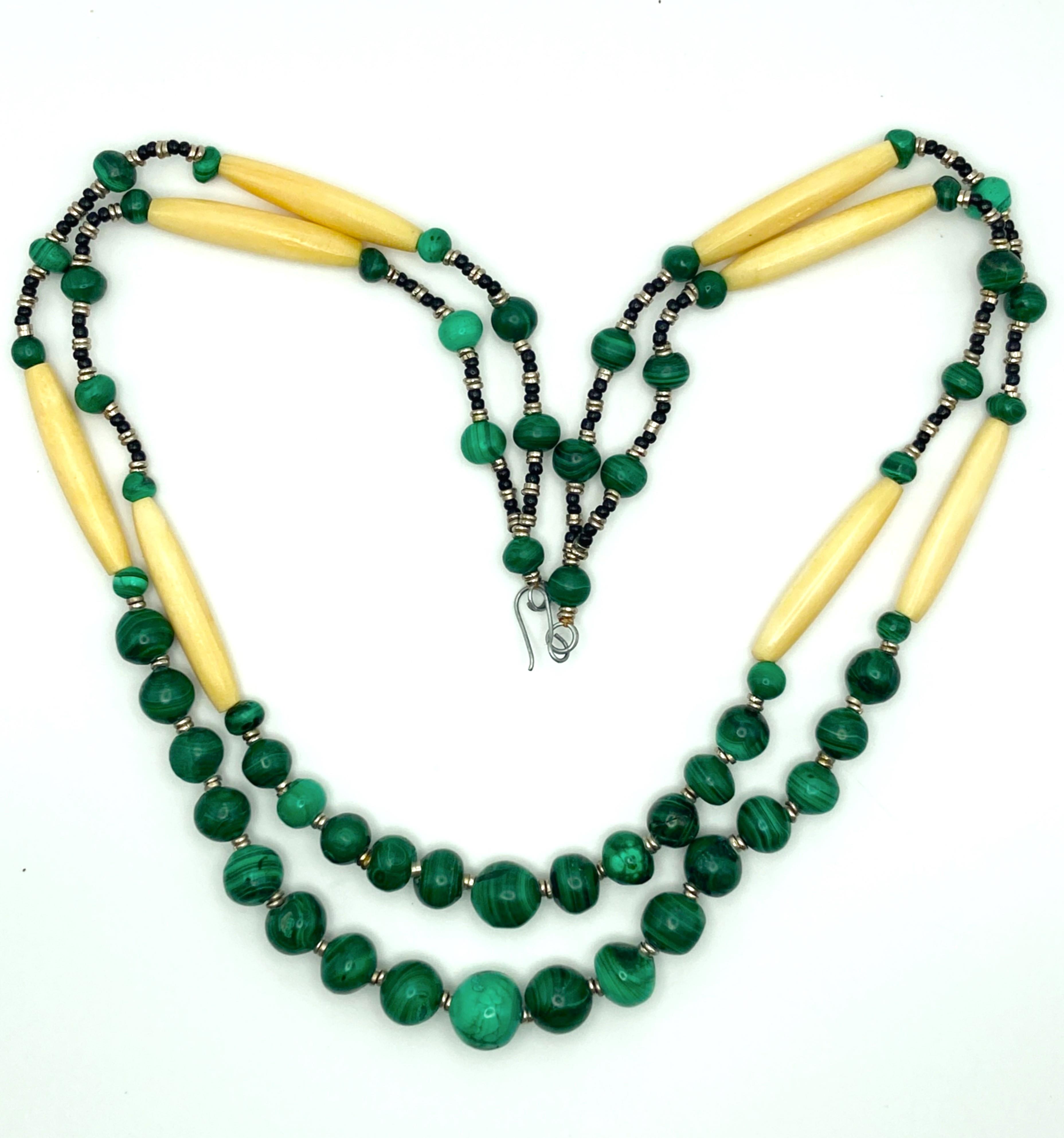 Image for Estate Malachite Beads 28 inch