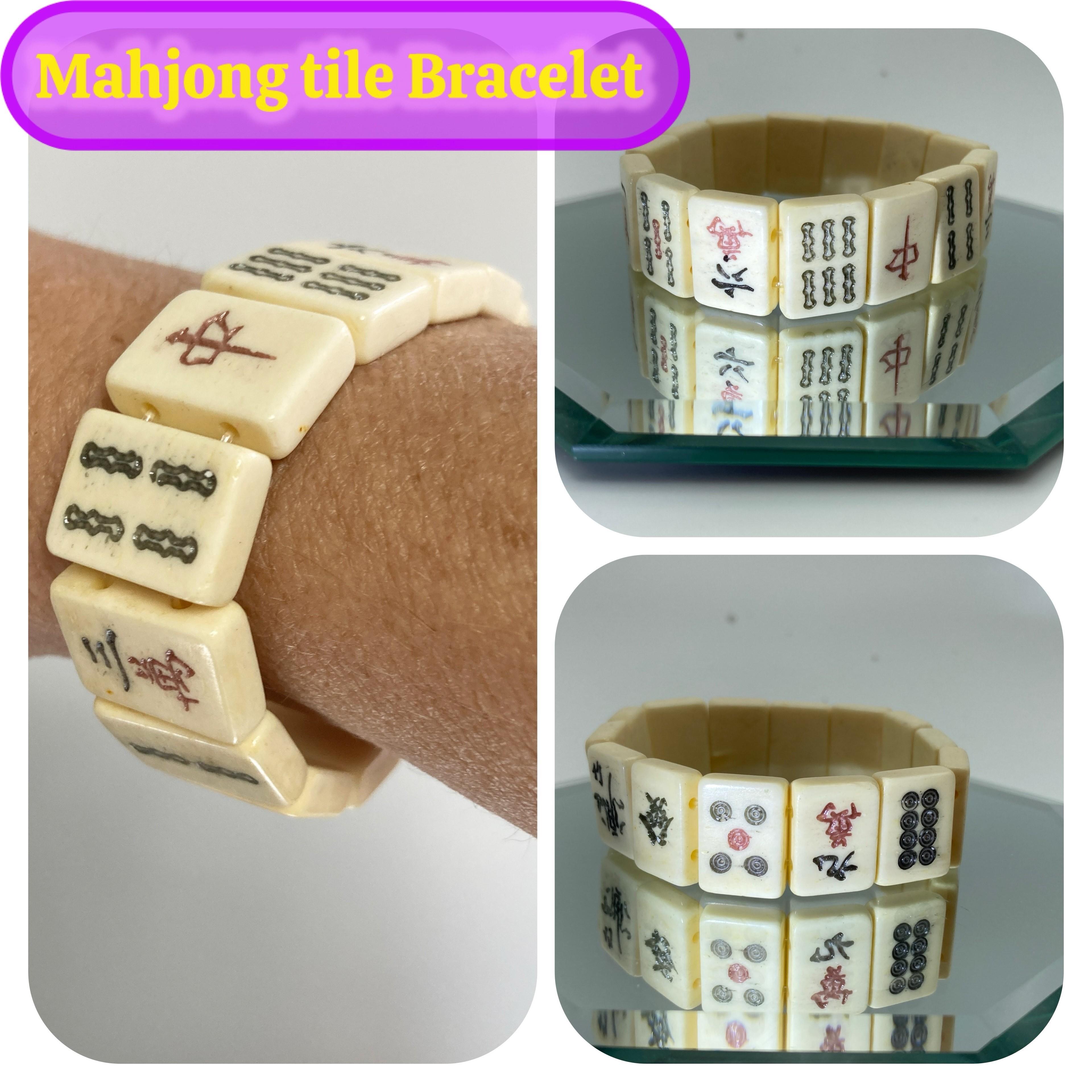 Image for Estate Mahjong tile bone bracelet 7.5 inch