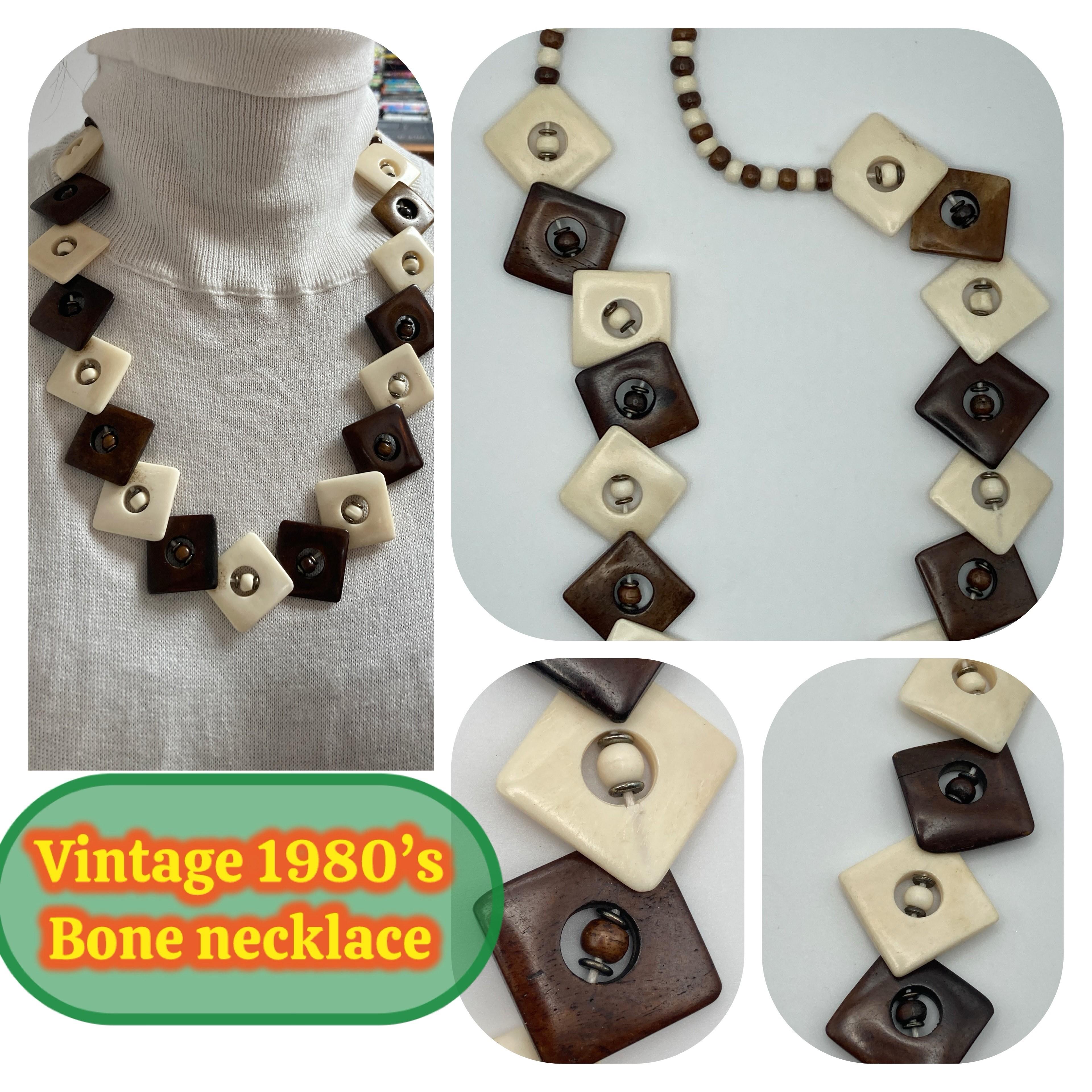 Image for Vintage 1980's Bone Necklace 24 inch