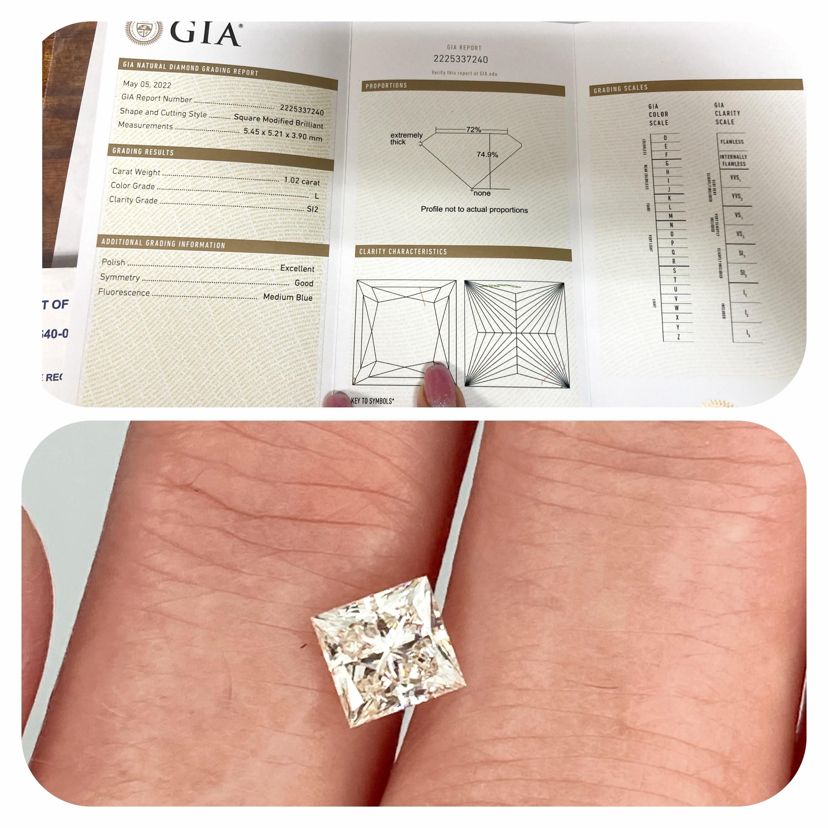 Image for Princess Cut Square Brilliant Diamond 1.02 ct. with GIA report  ** VIDEO **