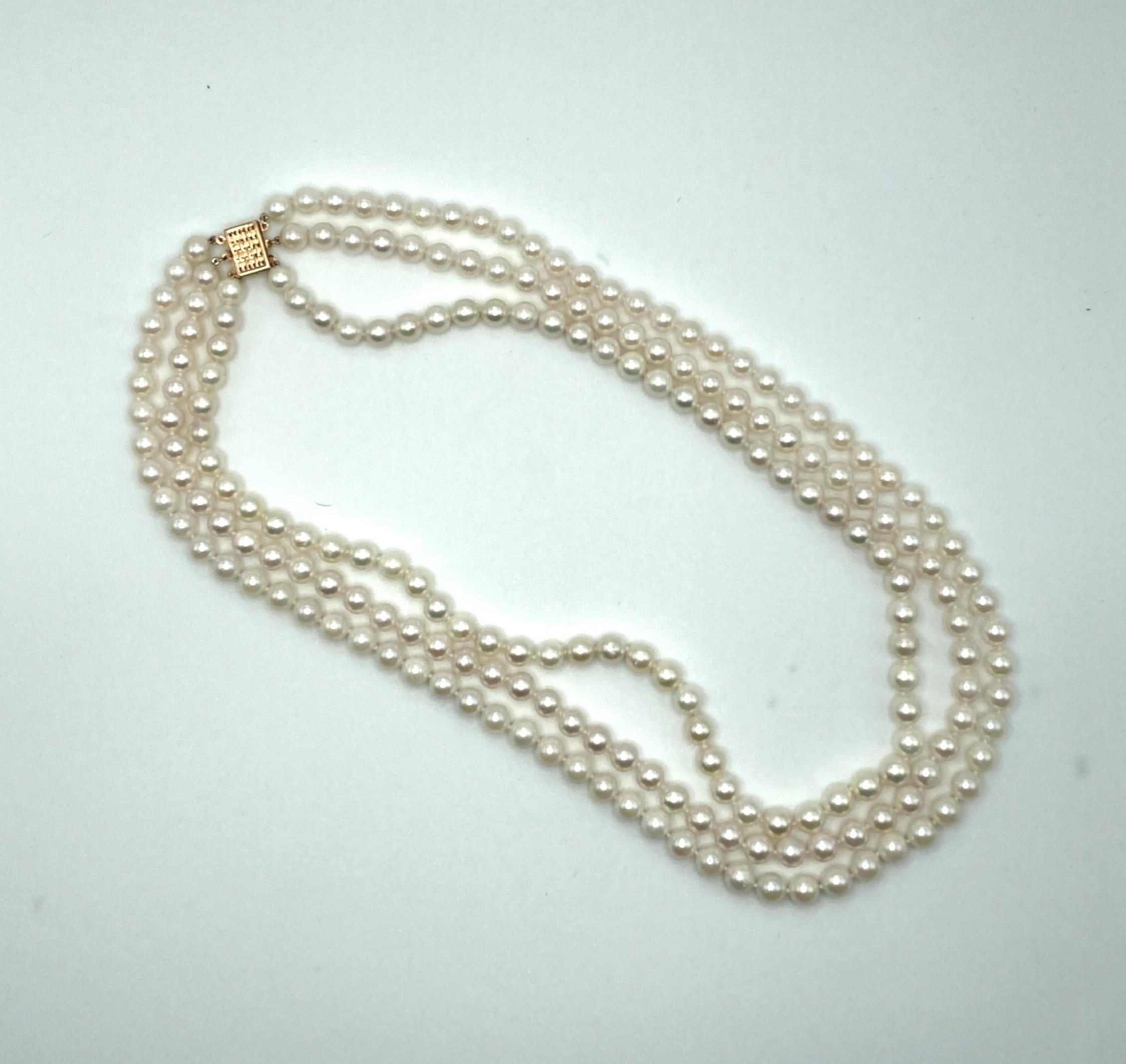 Image for Akoya Triple Strand Pearls 7-7.5 mm