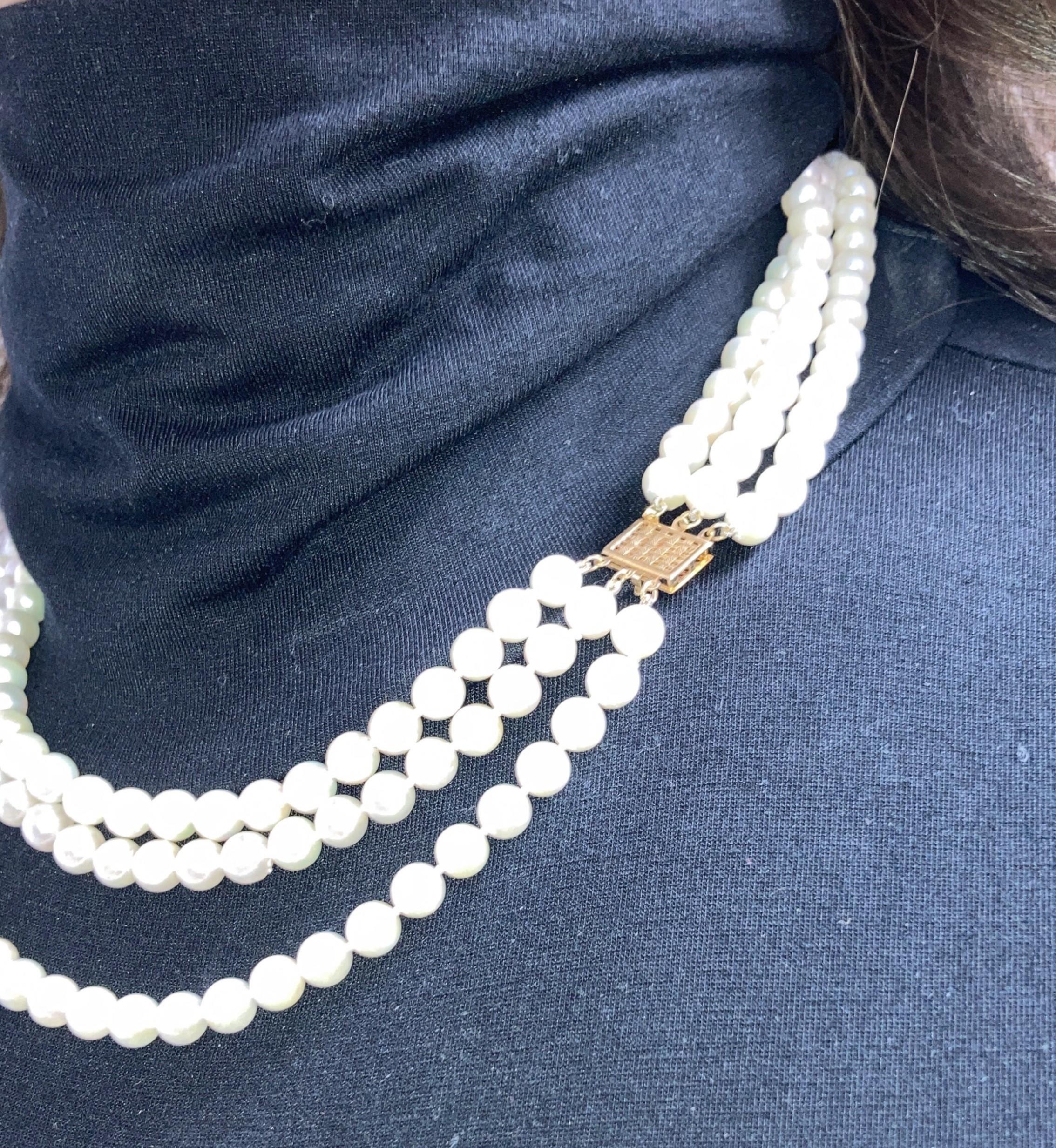 Image for Akoya Triple Strand Pearls 7-7.5 mm