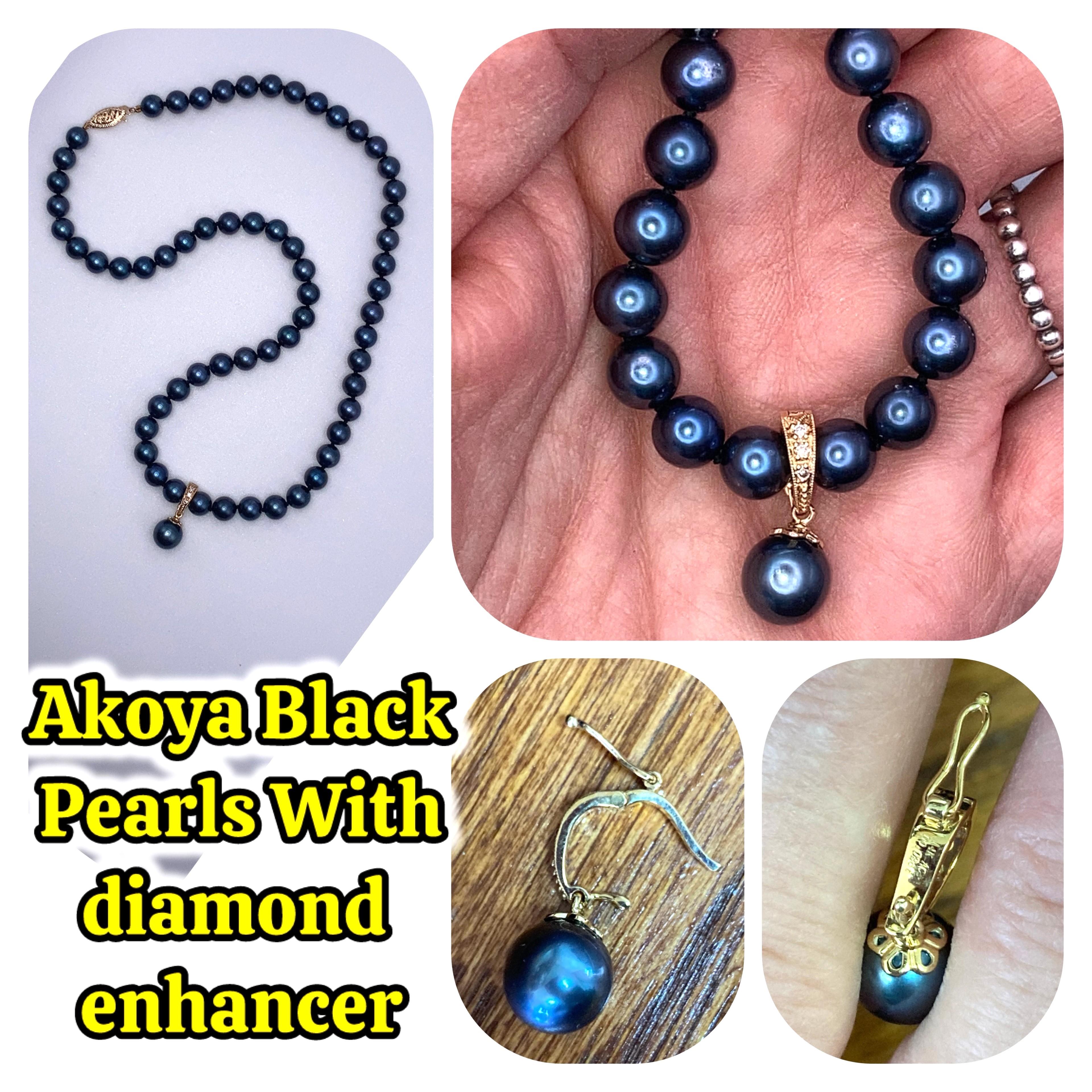 Image for Akoya Black Pearls with Diamond enhancer