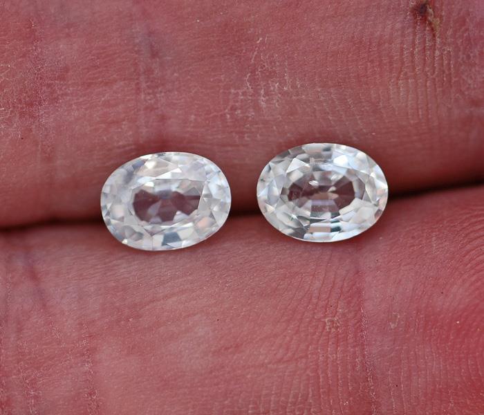Image for Cambodia Natural Colorless Zircon Pair 3.61 tcw