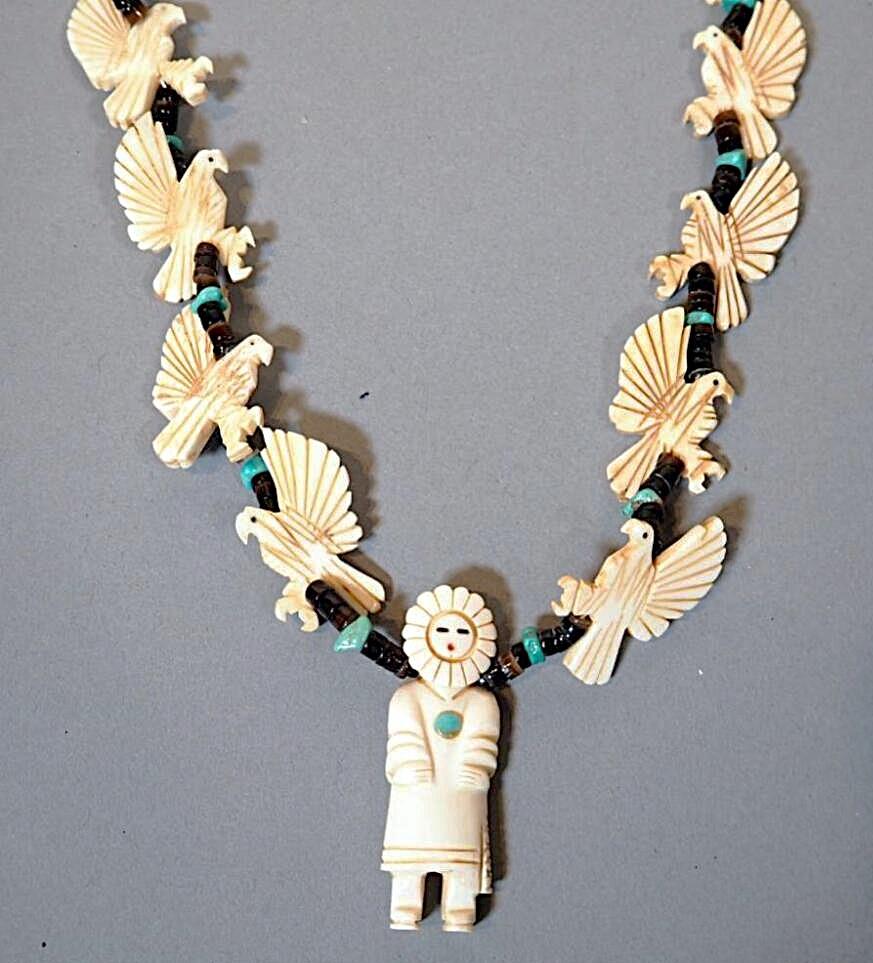 Image for Vintage Kachina Native American Sunflower Maiden Fetish Necklace