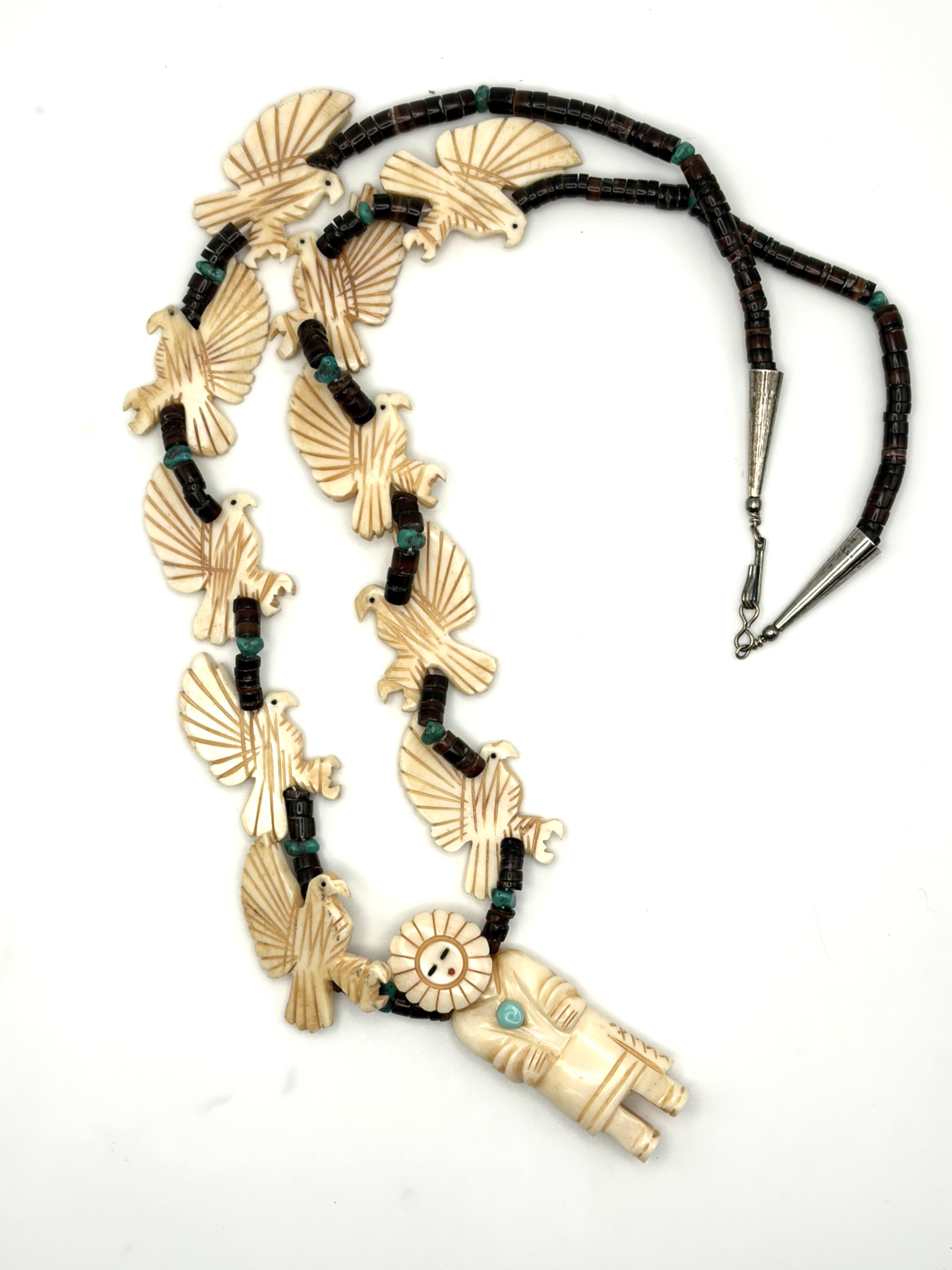 Image for Vintage Kachina Native American Sunflower Maiden Fetish Necklace