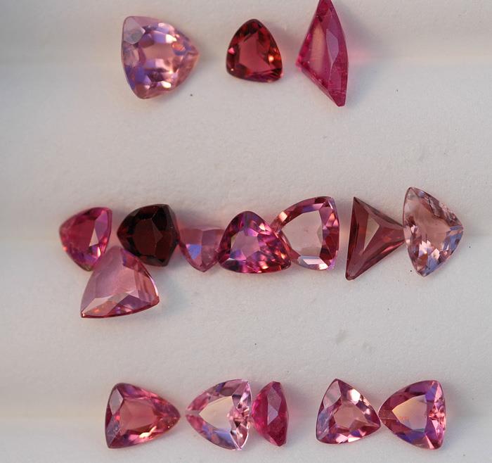 Image for Natural Brazilian Pink Tourmaline Trillion Lot 8.3 tcw  ** VIDEO **