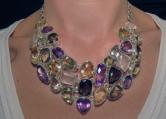 Image for 450 plus carat natural quartz sterling silver neckpiece amethyst center