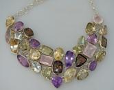 Image for 450 plus carat natural quartz sterling silver neckpiece amethyst center