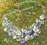 Image for 450 plus carat natural quartz sterling silver neckpiece amethyst center