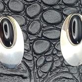 Image for Black Onyx Sterling Silver earrings/ clutch back pierced  ESTATE