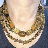 Image for Tigers Eye gemstone necklace set of 2 ESTATE