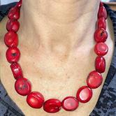 Image for Chunky Red Bamboo Coral Necklace with SS clasp 21 inches- ESTATE