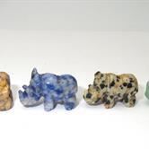 Image for Gemstone hand carved Rhino Beads miniatures set of 4