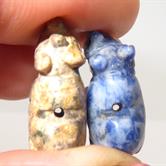 Image for Gemstone hand carved Rhino Beads miniatures set of 4
