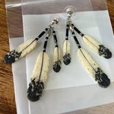 Image for Estate S/S Native American Buffalo Horn Carved Earrings