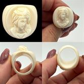 Image for Carved Buffalo Bone Cameo Ring size 7